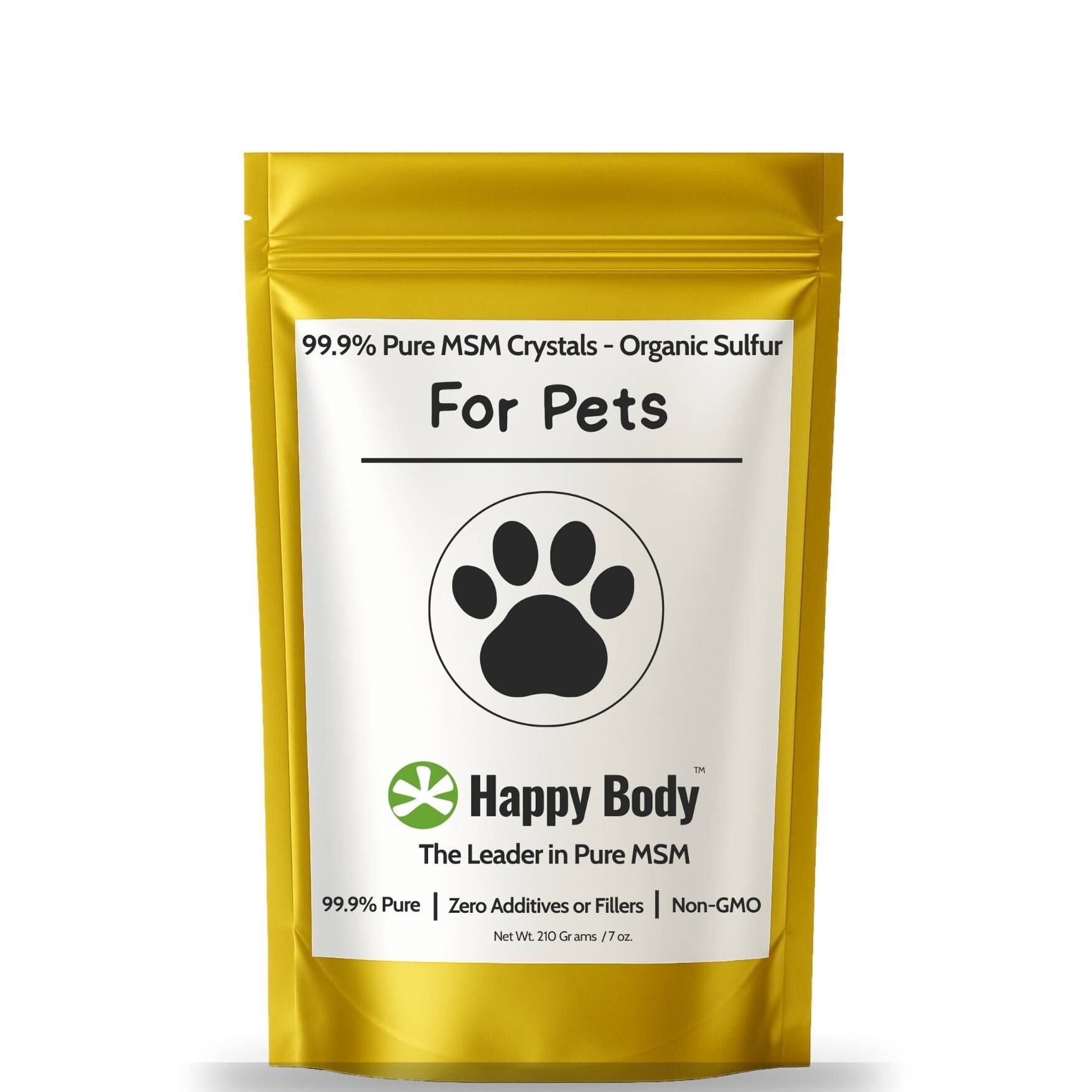 Happy Body Pure MSM Crystals For Pets - Front of Bag
