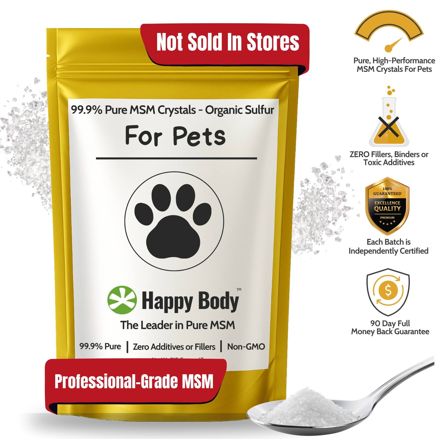 Happy Body Pure MSM Crystals For Pets - Not Sold In Stores